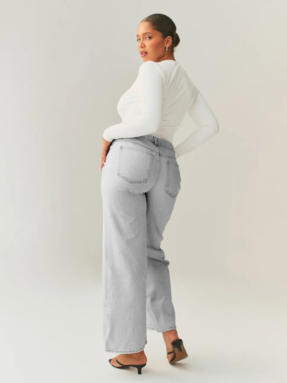 Grey Hourglass Wide Leg Jeans