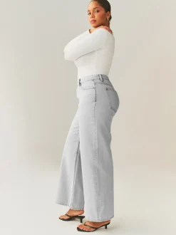 Grey Hourglass Wide Leg Jeans