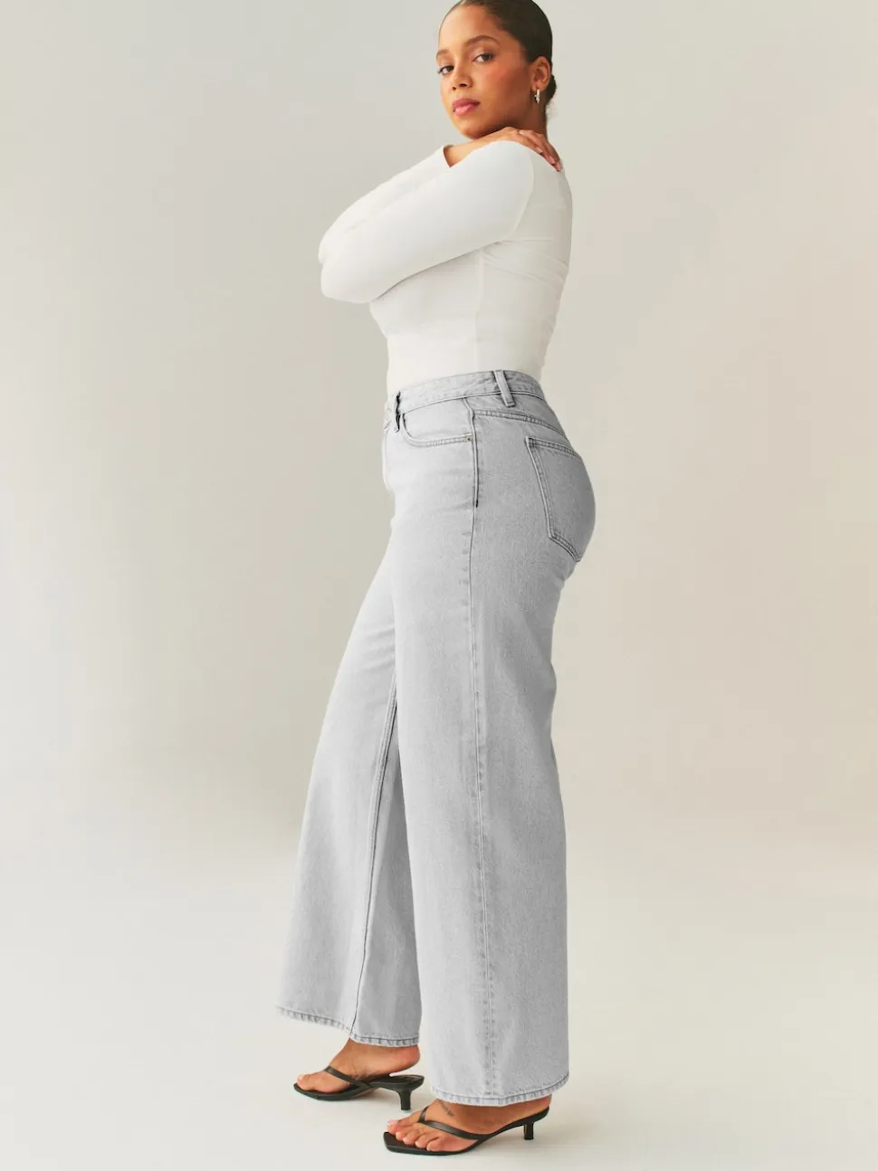 Grey Hourglass Wide Leg Jeans