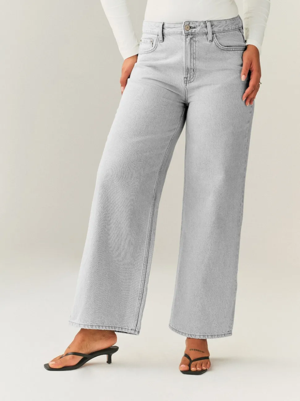 Grey Hourglass Wide Leg Jeans