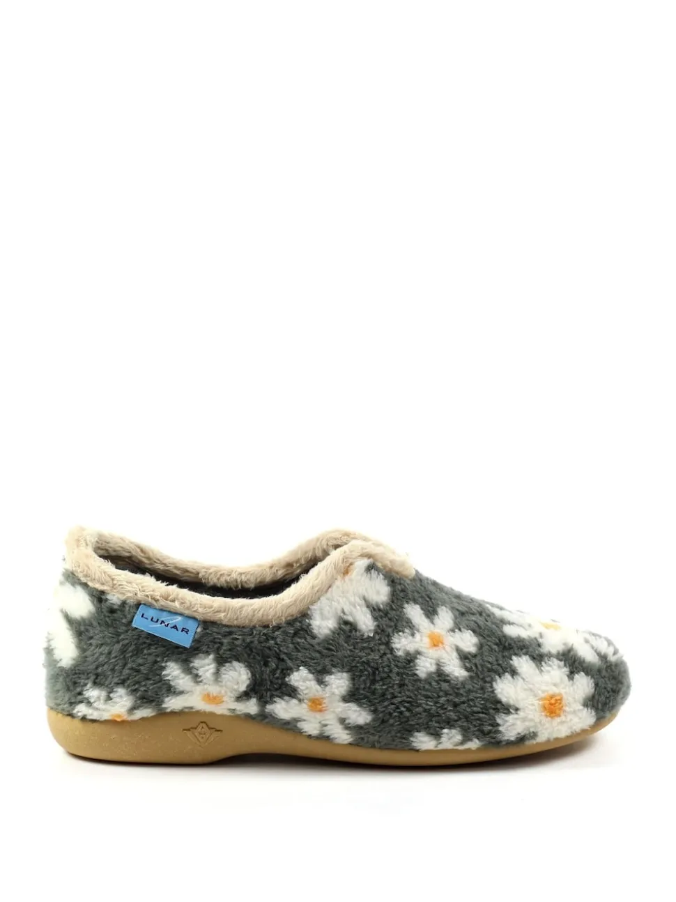 Grey Lunar Ladies Flower Pattern Slippers