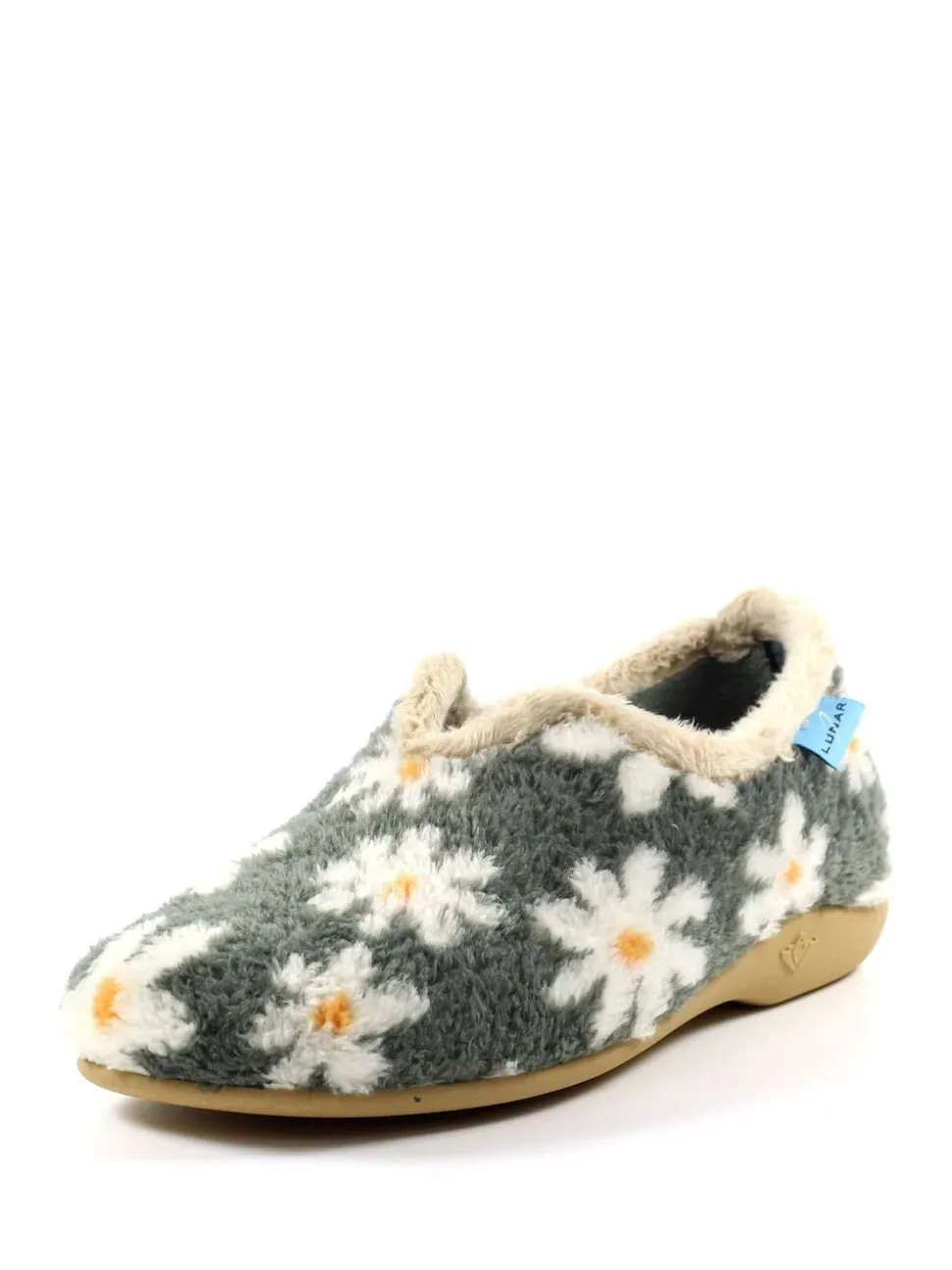 Grey Lunar Ladies Flower Pattern Slippers