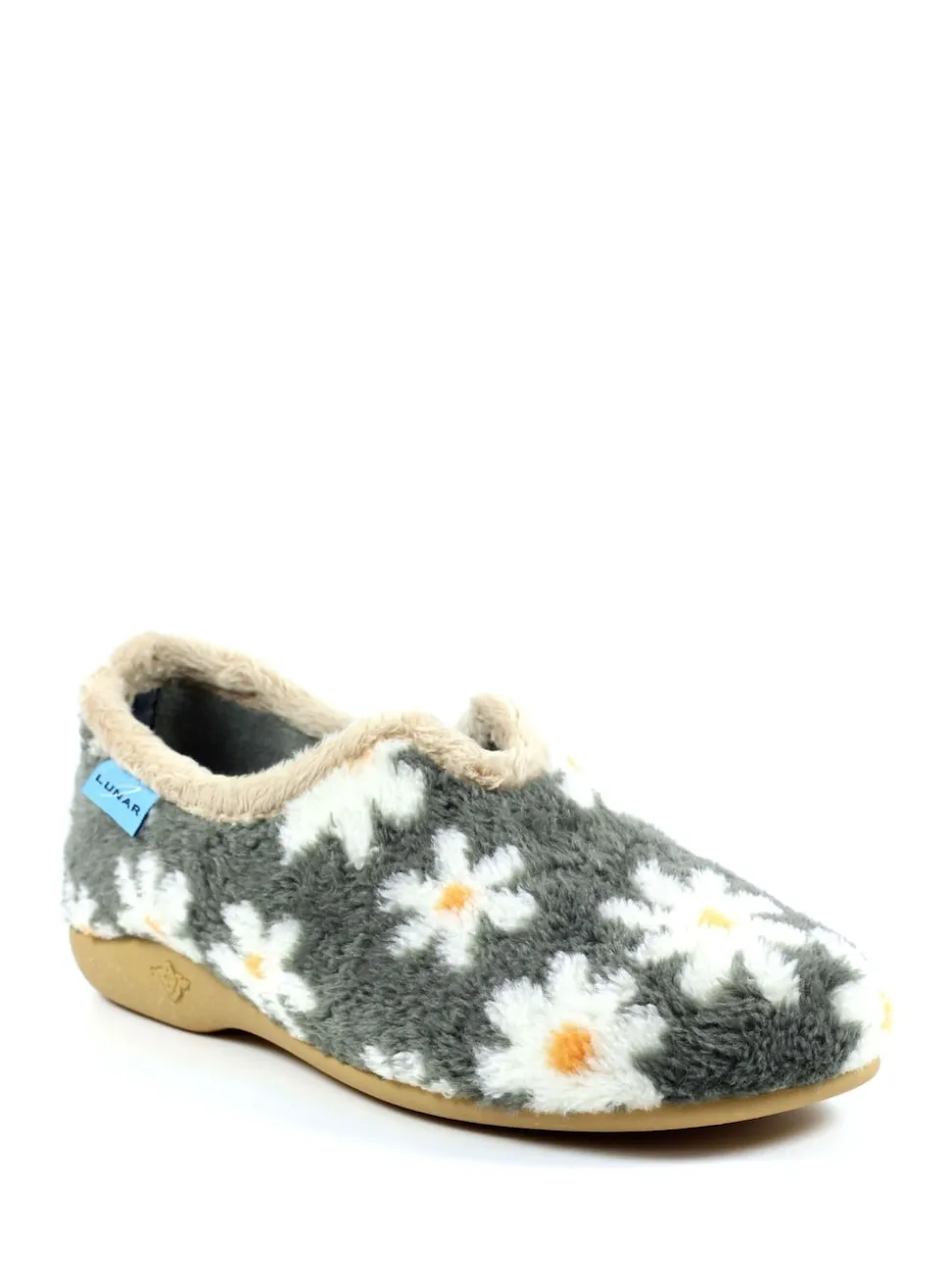 Grey Lunar Ladies Flower Pattern Slippers