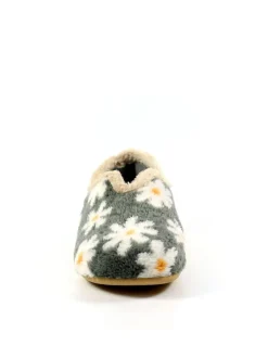 Grey Lunar Ladies Flower Pattern Slippers