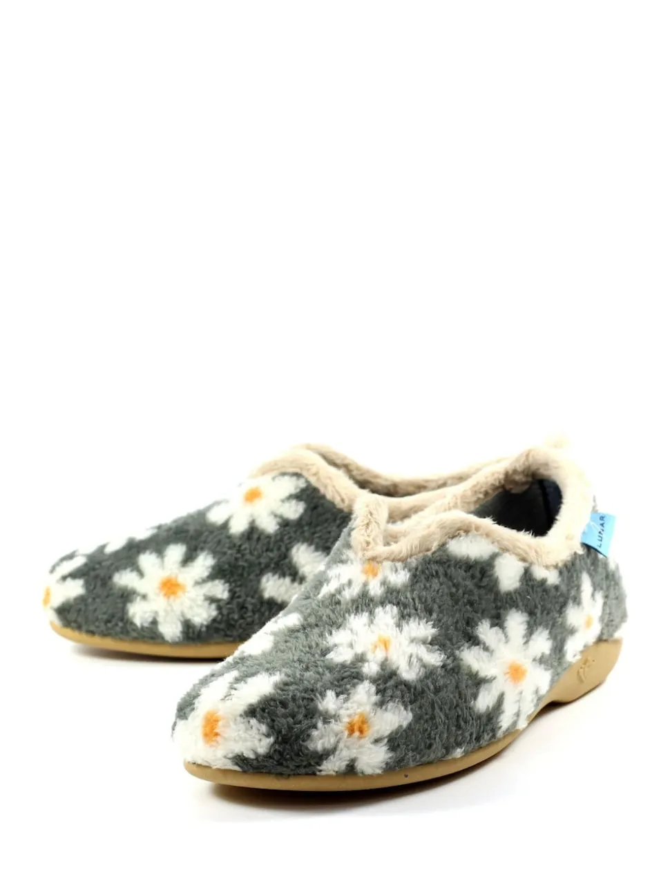 Grey Lunar Ladies Flower Pattern Slippers