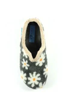 Grey Lunar Ladies Flower Pattern Slippers