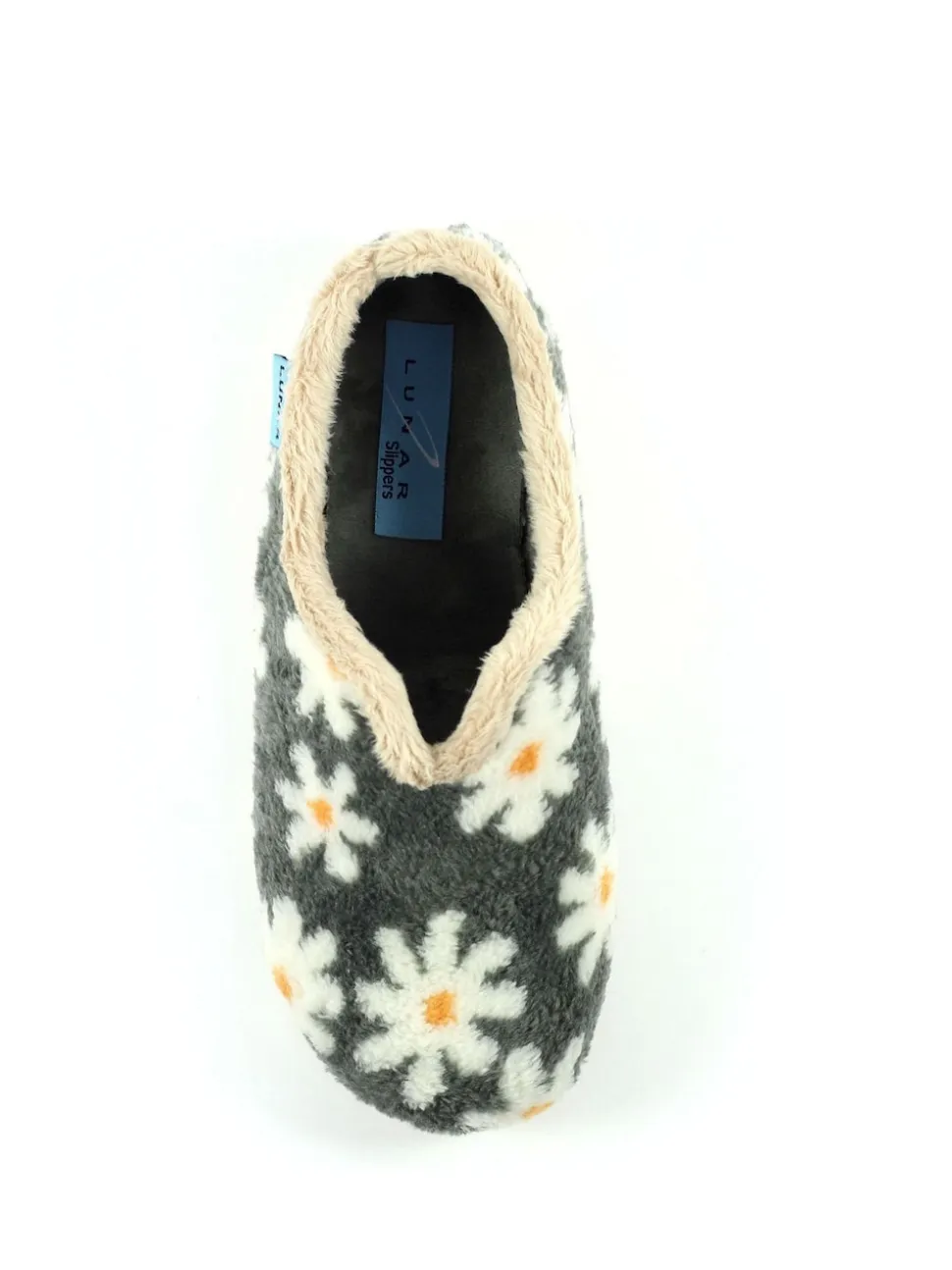 Grey Lunar Ladies Flower Pattern Slippers