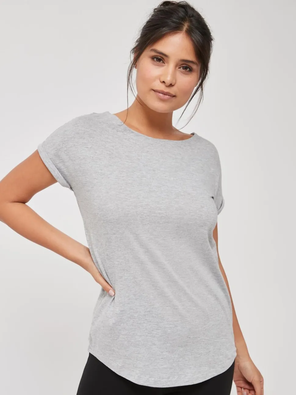 Grey Marl Cap Sleeve T-Shirt