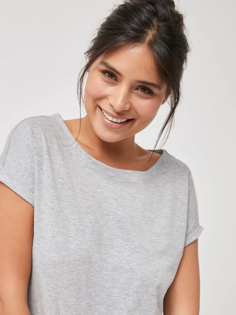 Grey Marl Cap Sleeve T-Shirt