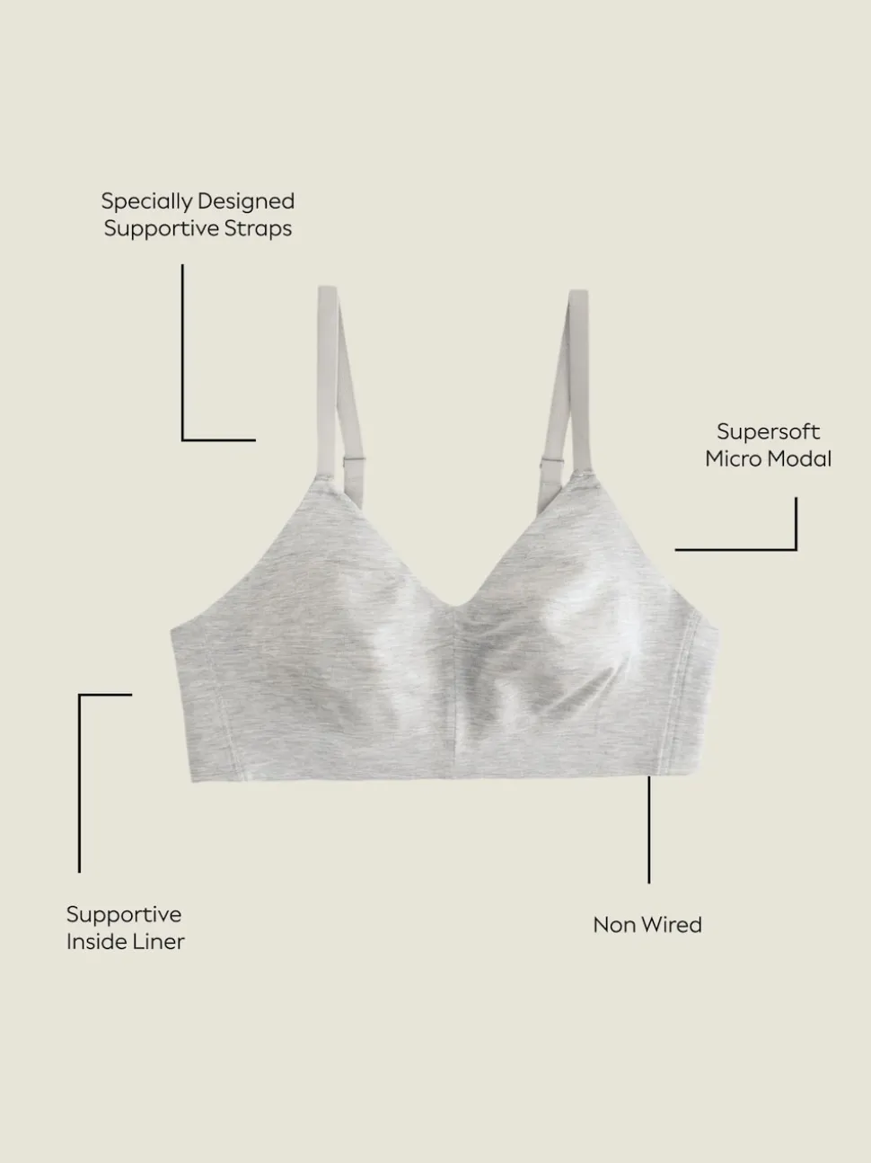Grey Marl DD+ Non Pad Non Wire Ultimate Comfort Bra