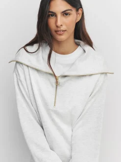 Grey Marl Half Zip Jersey Sweatshirt