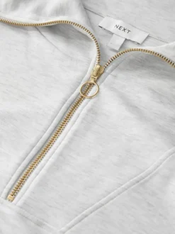 Grey Marl Half Zip Jersey Sweatshirt