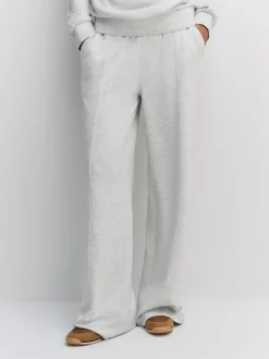 Grey Marl Premium Wide Leg Jersey Joggers