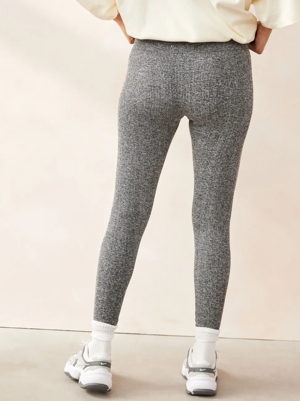 Grey Marl Ribbed Seamless High Waist Leggings