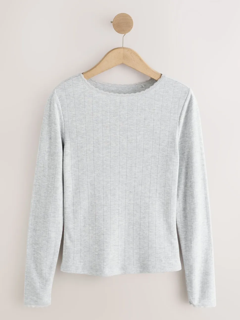 Grey Marl Thermal Maximum Warmth Cosy Pointelle Long Sleeved Top