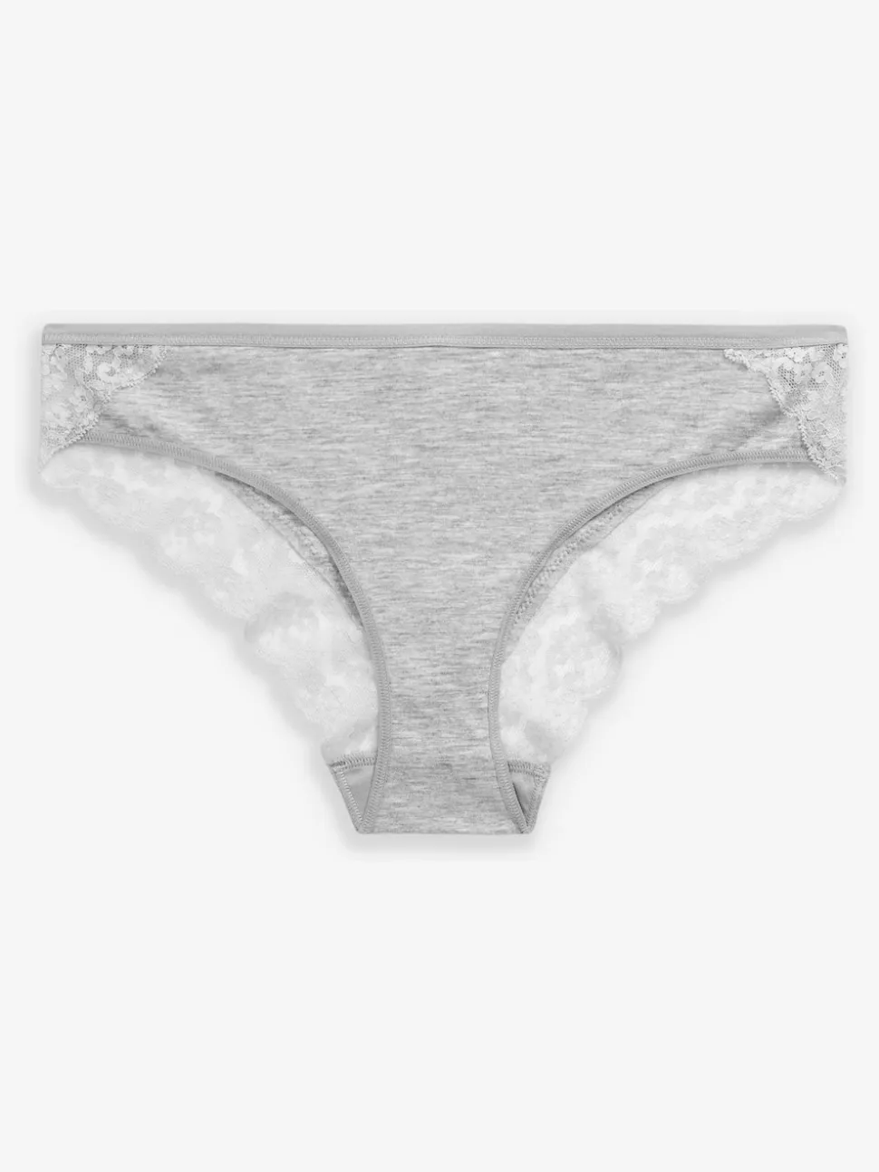 Grey Marl/Pink/Plum Bikini Cotton Lace Knickers 4 Pack