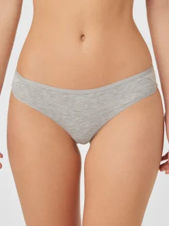 Grey Marl/Pink/Plum Bikini Cotton Lace Knickers 4 Pack