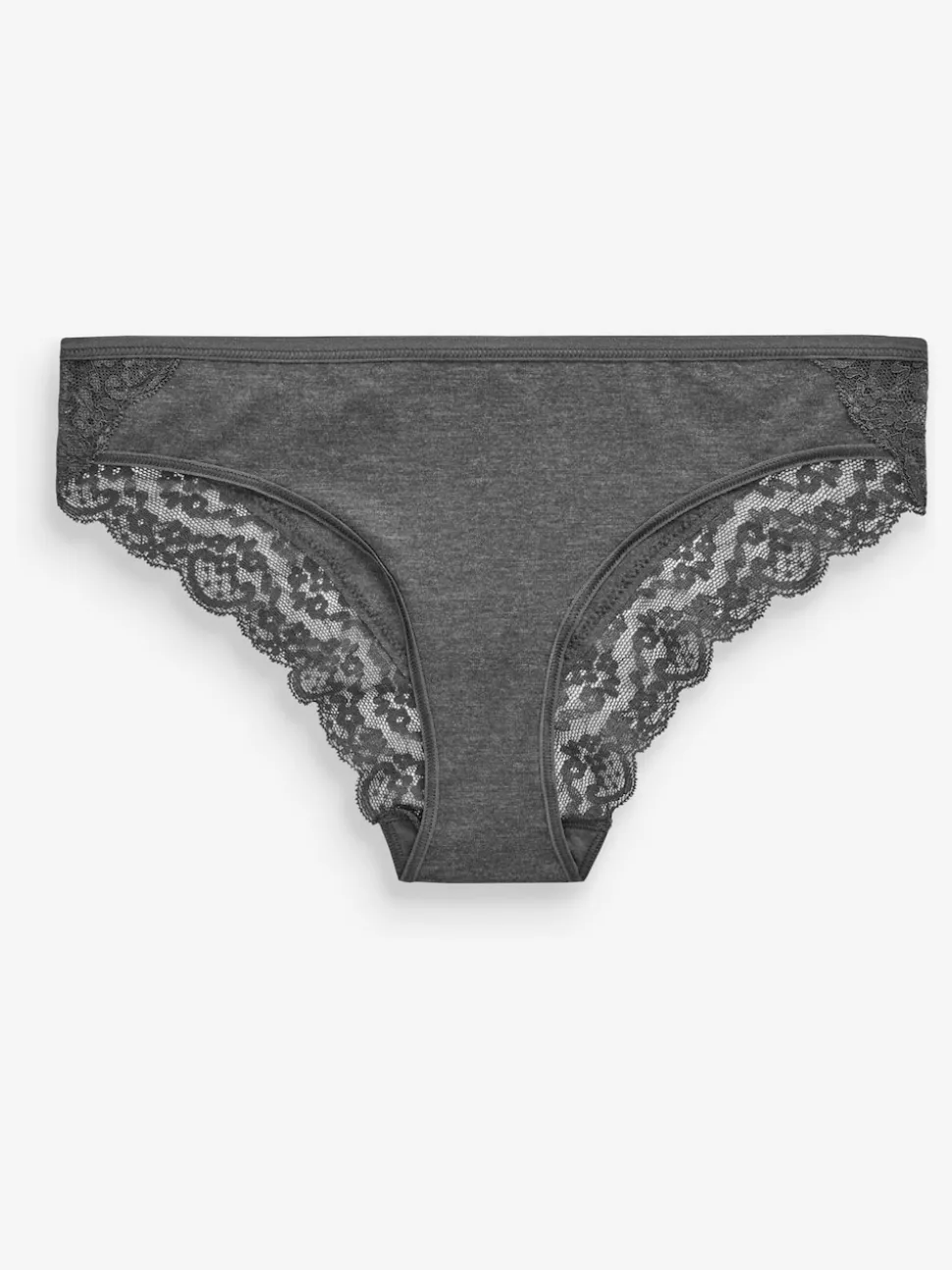 Grey Marl/Pink/Plum Bikini Cotton Lace Knickers 4 Pack