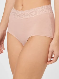 Grey Marl/Pink/Plum Full Brief Cotton Lace Knickers 4 Pack
