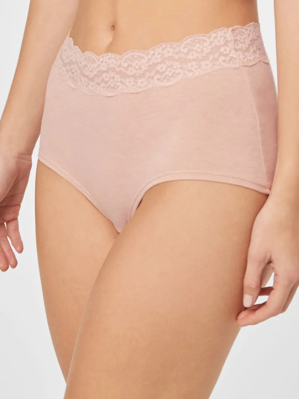 Grey Marl/Pink/Plum Full Brief Cotton Lace Knickers 4 Pack