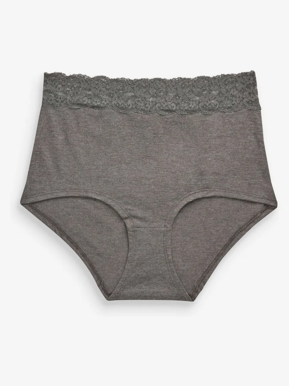 Grey Marl/Pink/Plum Full Brief Cotton Lace Knickers 4 Pack