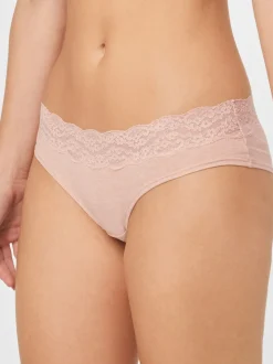 Grey Marl/Pink/Plum Short Cotton Lace Knickers 4 Pack