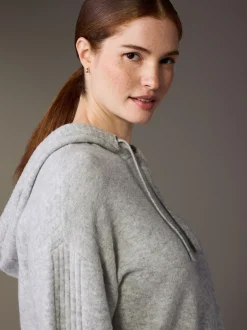 Grey Maternity Knitted Hoodie
