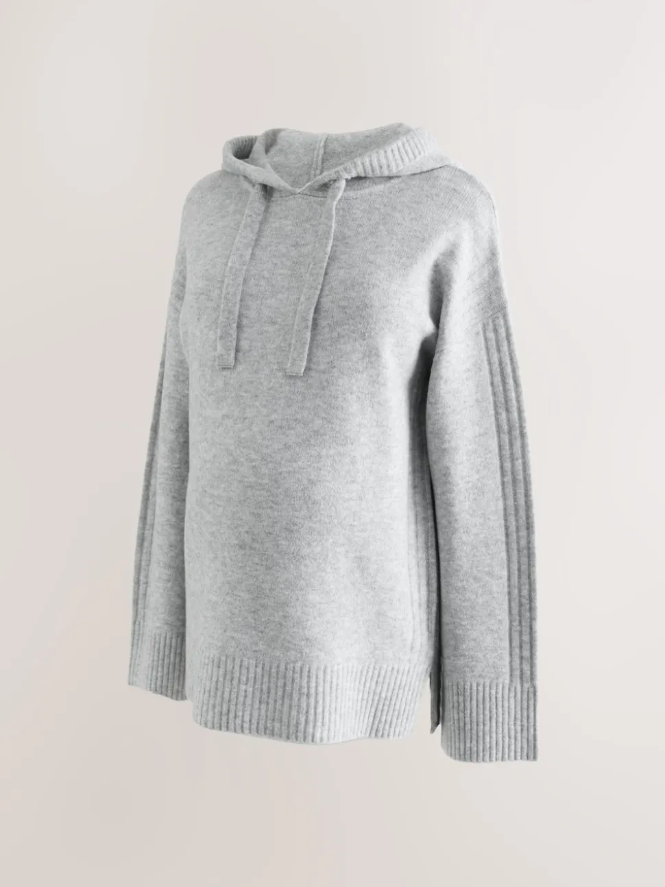 Grey Maternity Knitted Hoodie