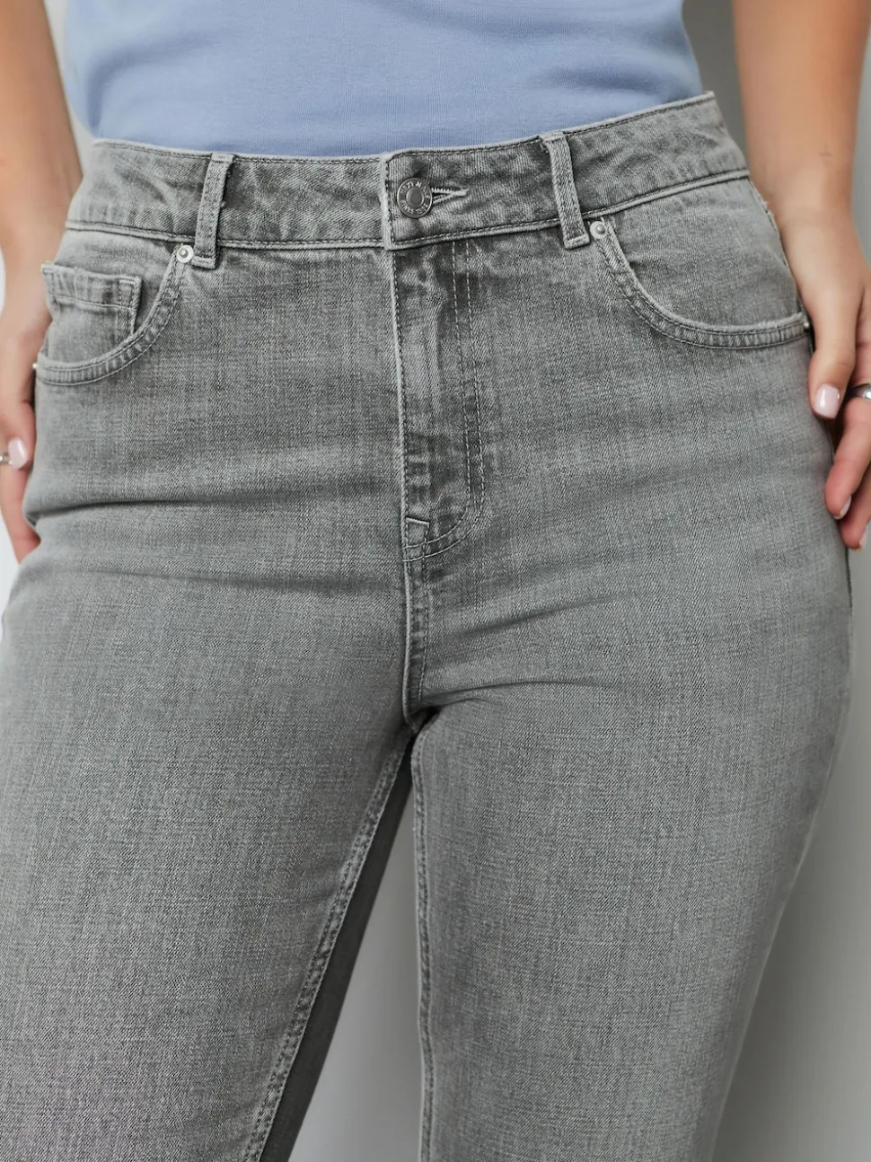 Grey Mid Rise Authentic Bootcut Jeans