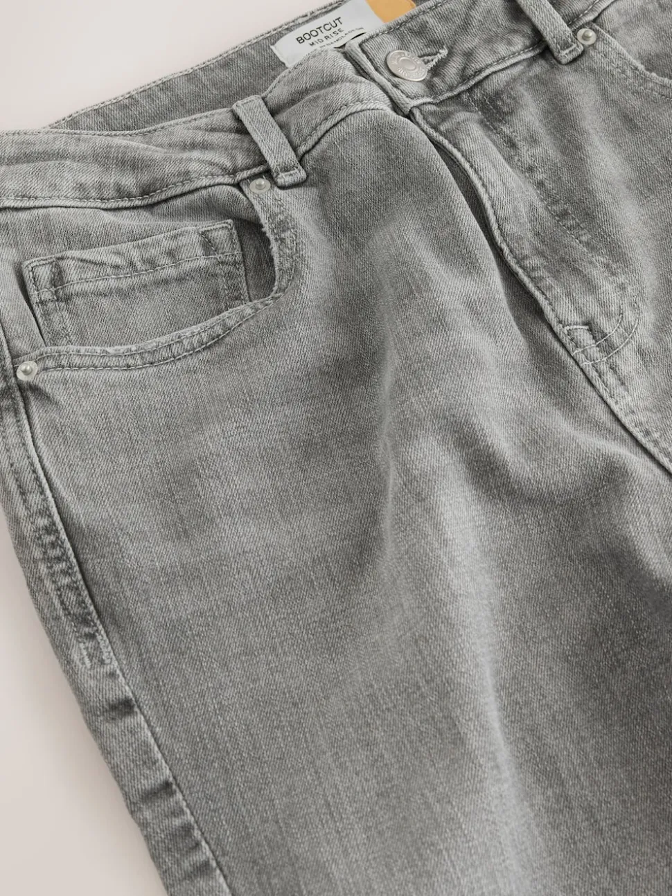 Grey Mid Rise Authentic Bootcut Jeans