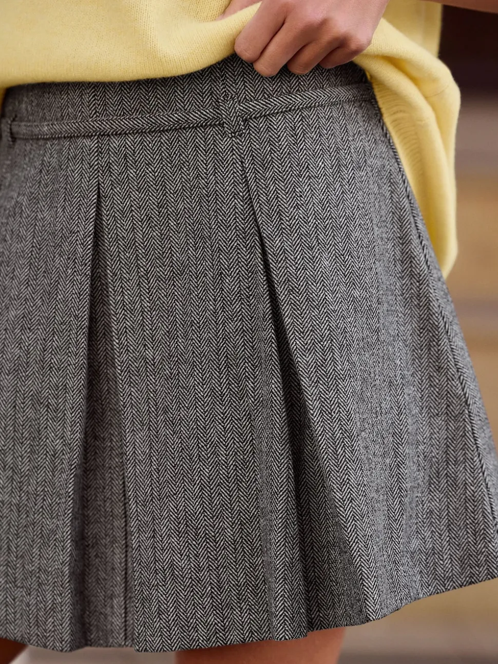 Grey Mini Kilt Skirt With Wool