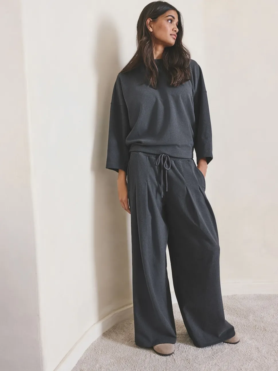 Grey N.Premium Wide Leg Joggers