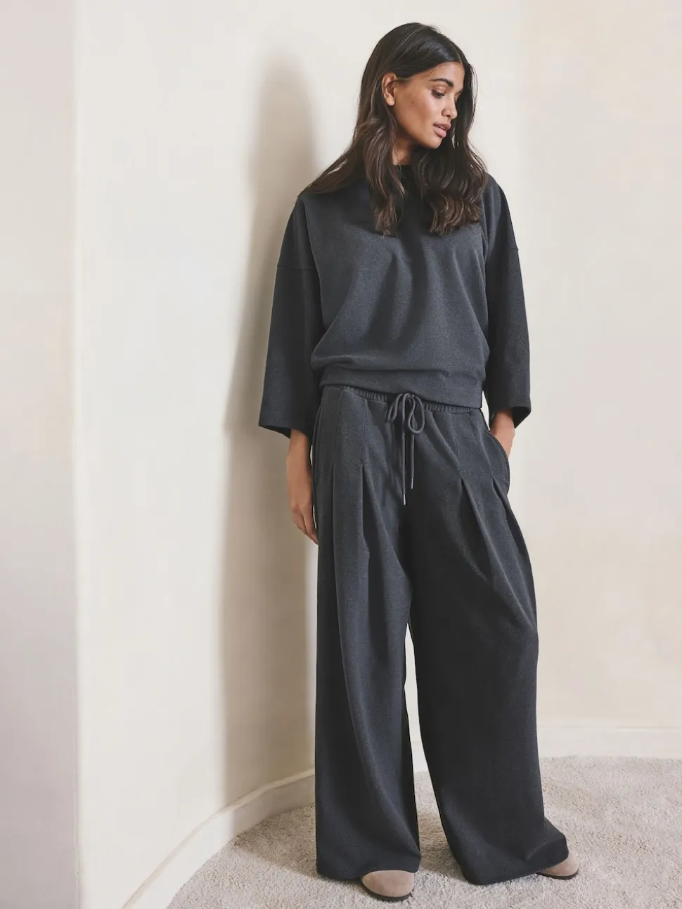 Grey N.Premium Wide Leg Joggers