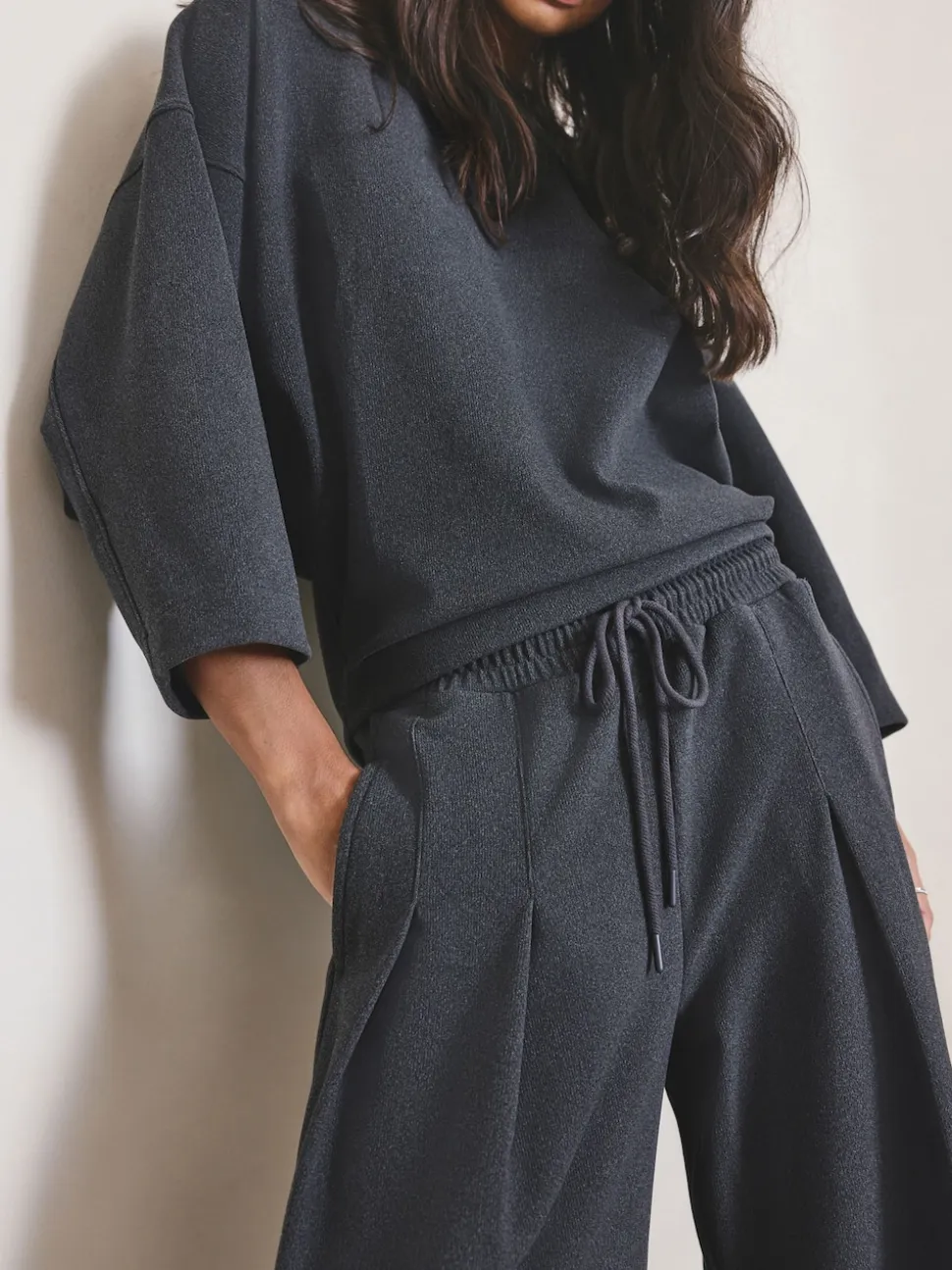 Grey N.Premium Wide Leg Joggers