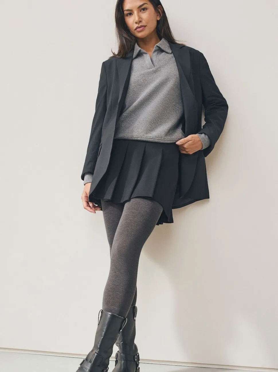 Grey Plain Thermal 100D Tights