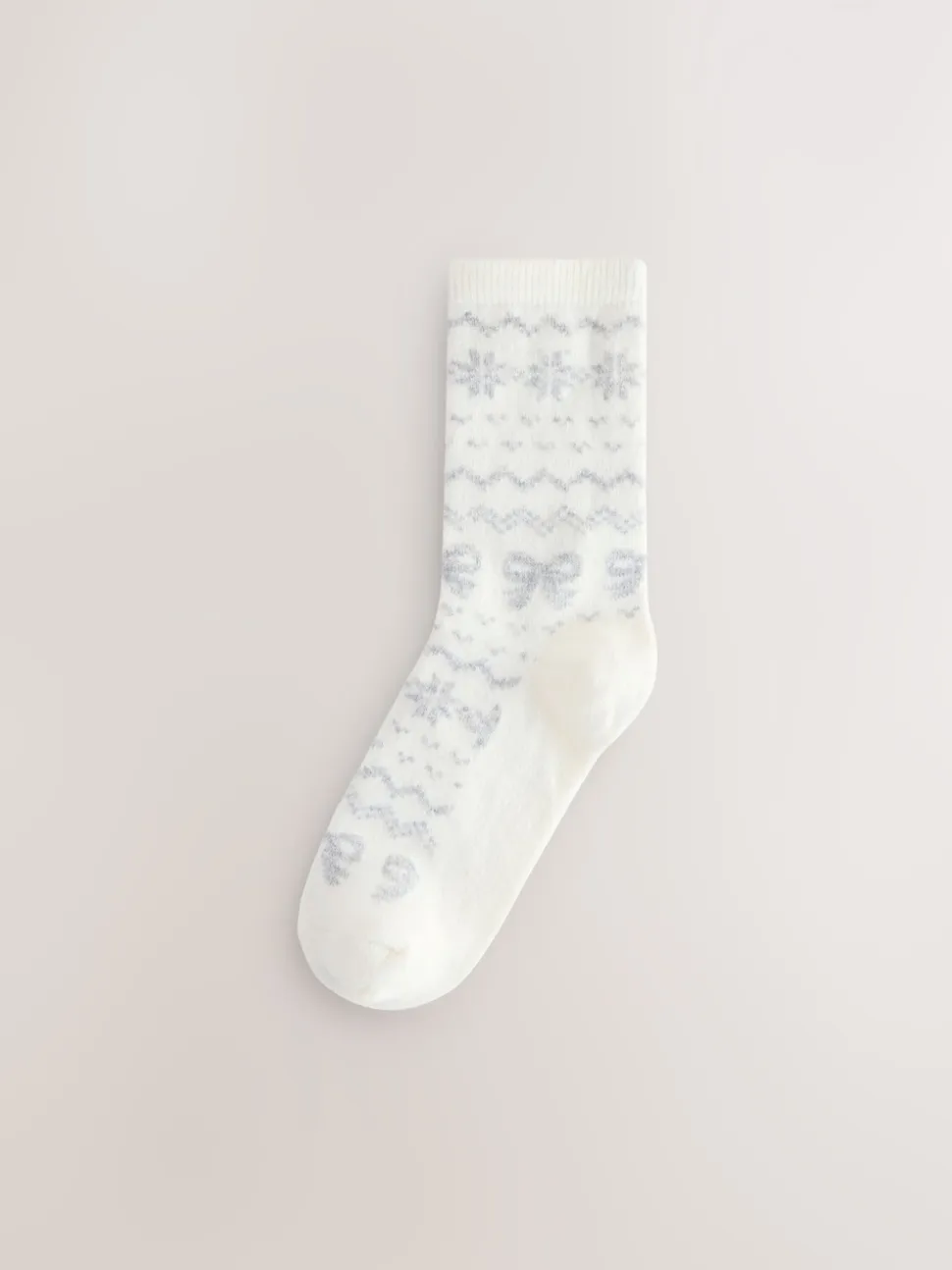 Grey Pretty Fairisle Pattern Wool Blend Ankle Socks 2 Pack