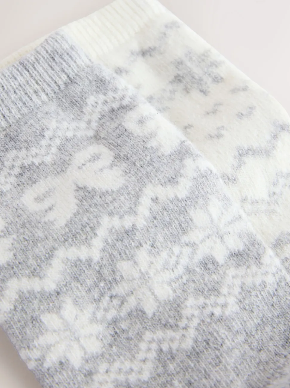 Grey Pretty Fairisle Pattern Wool Blend Ankle Socks 2 Pack