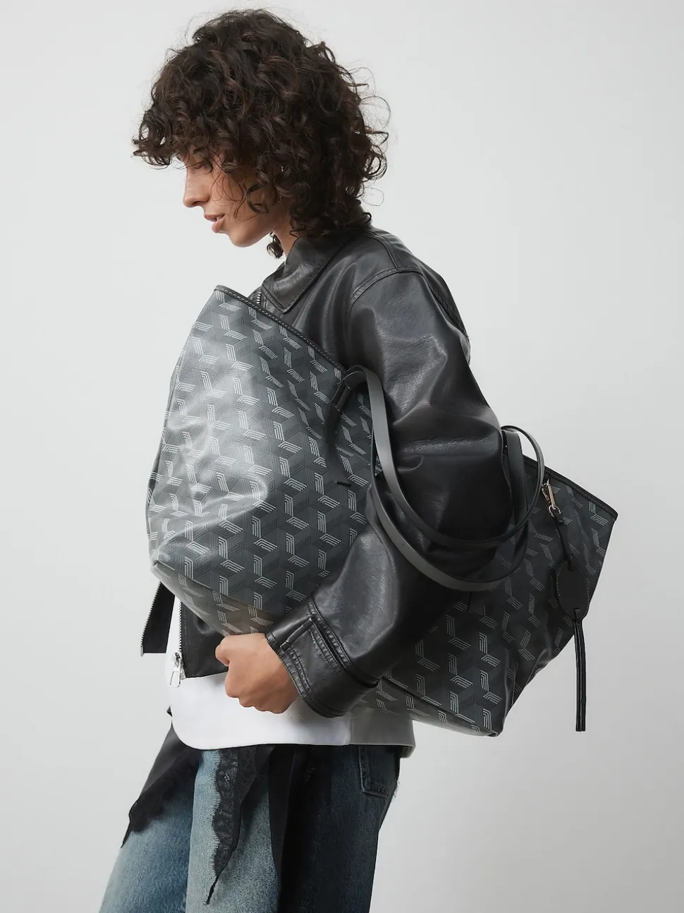 Grey Printed Shoulder Bag