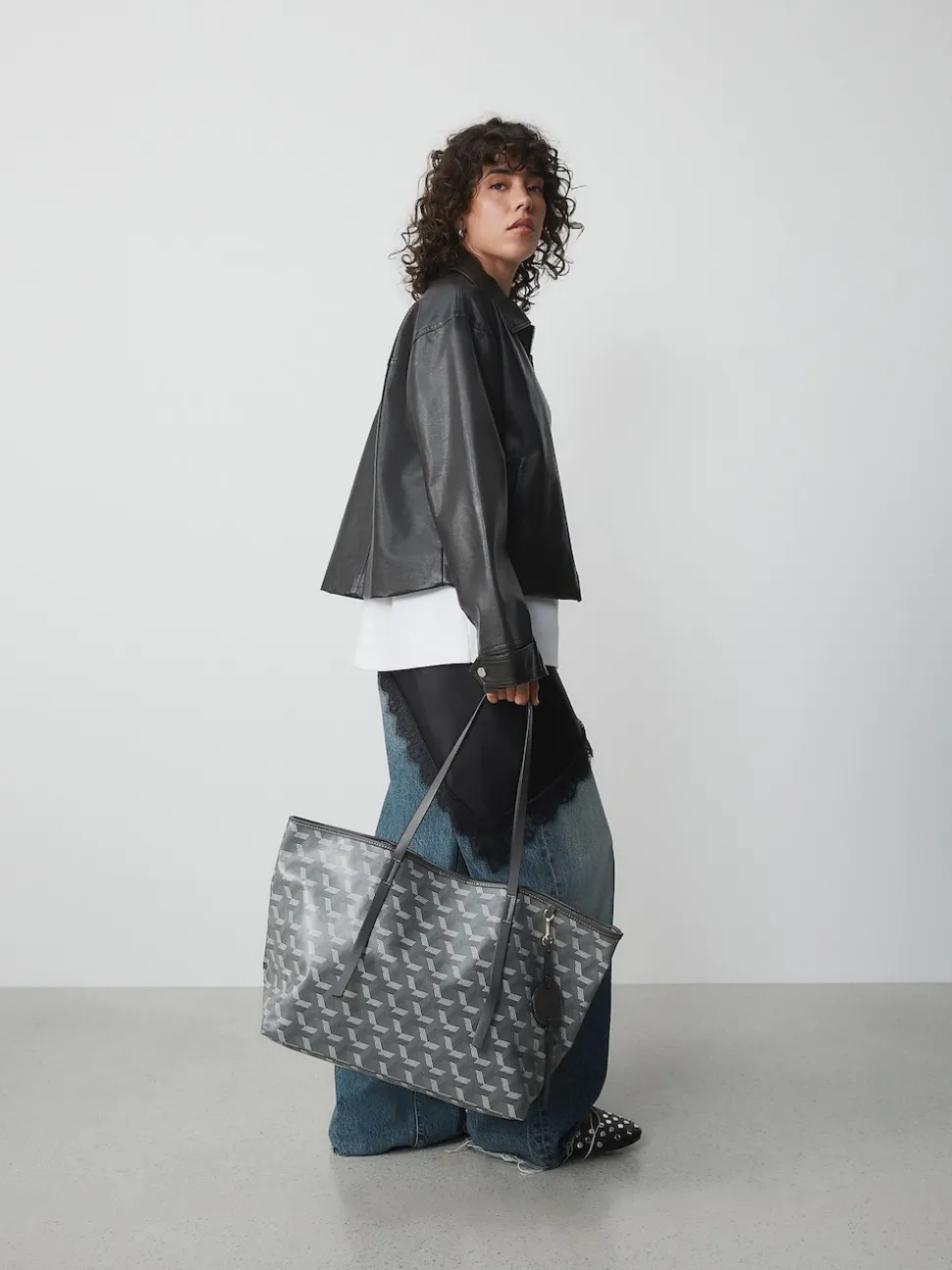Grey Printed Shoulder Bag