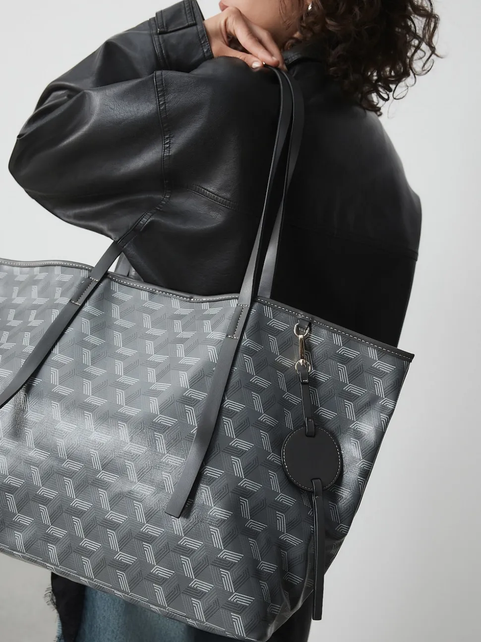 Grey Printed Shoulder Bag