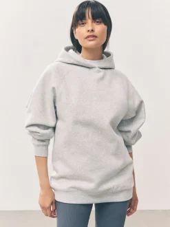 Grey Relaxed Fit Heavyweight Longline Hoodie