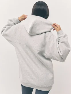 Grey Relaxed Fit Heavyweight Longline Hoodie