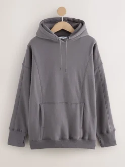 Grey Relaxed Fit Longline Hoodie