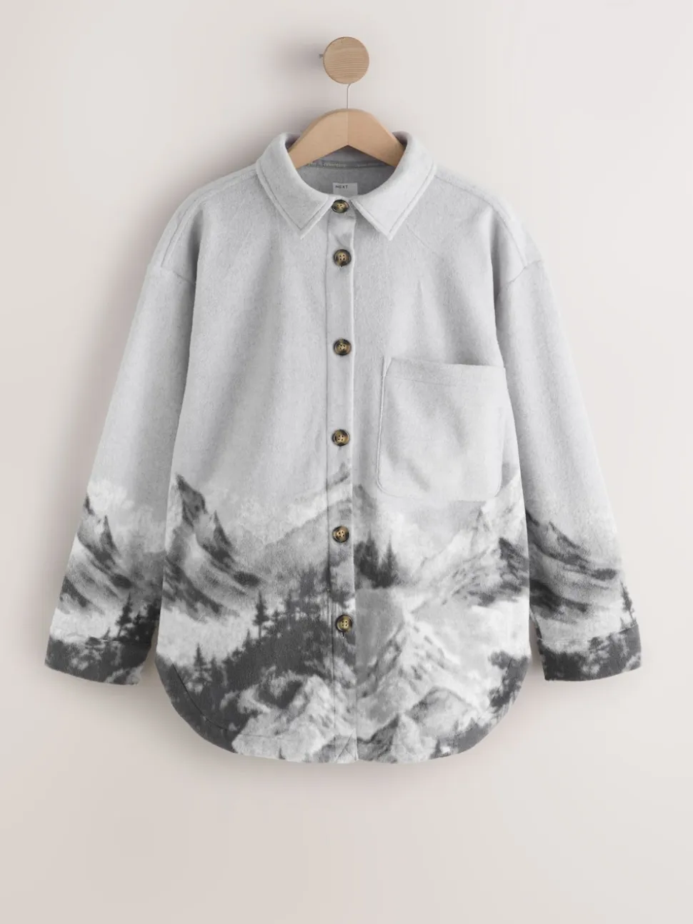 Grey Scene Polar Fleece Shacket