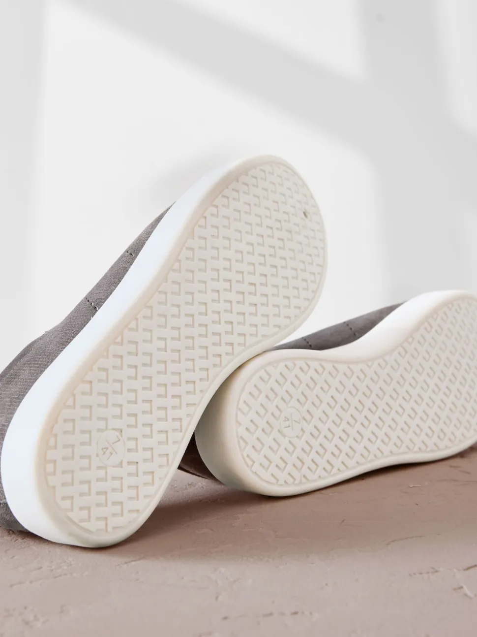 Grey Signature Premium Leather Laceless Slip-On Trainers