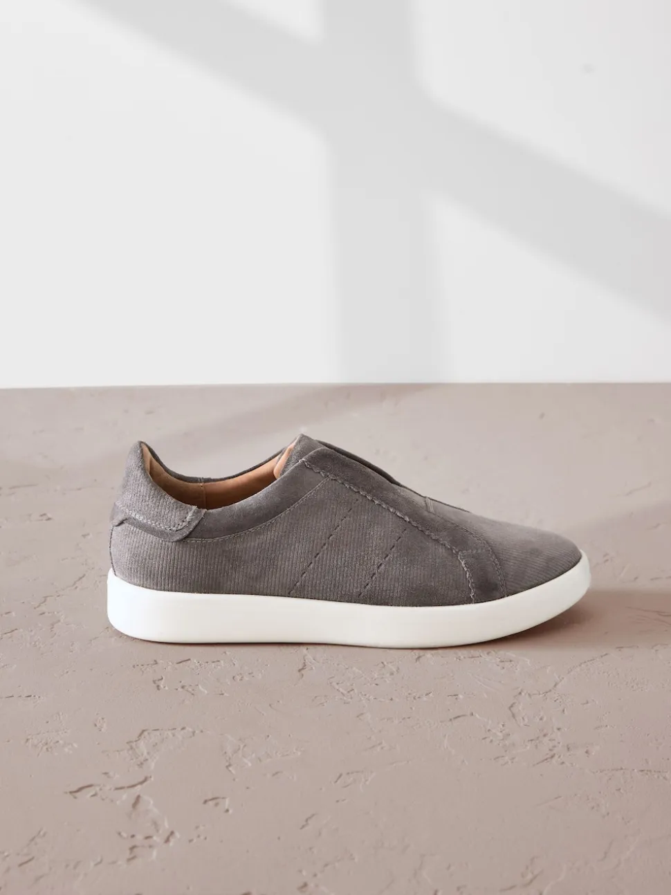 Grey Signature Premium Leather Laceless Slip-On Trainers