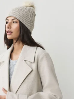Grey Sparkle Knitted Pom Hat