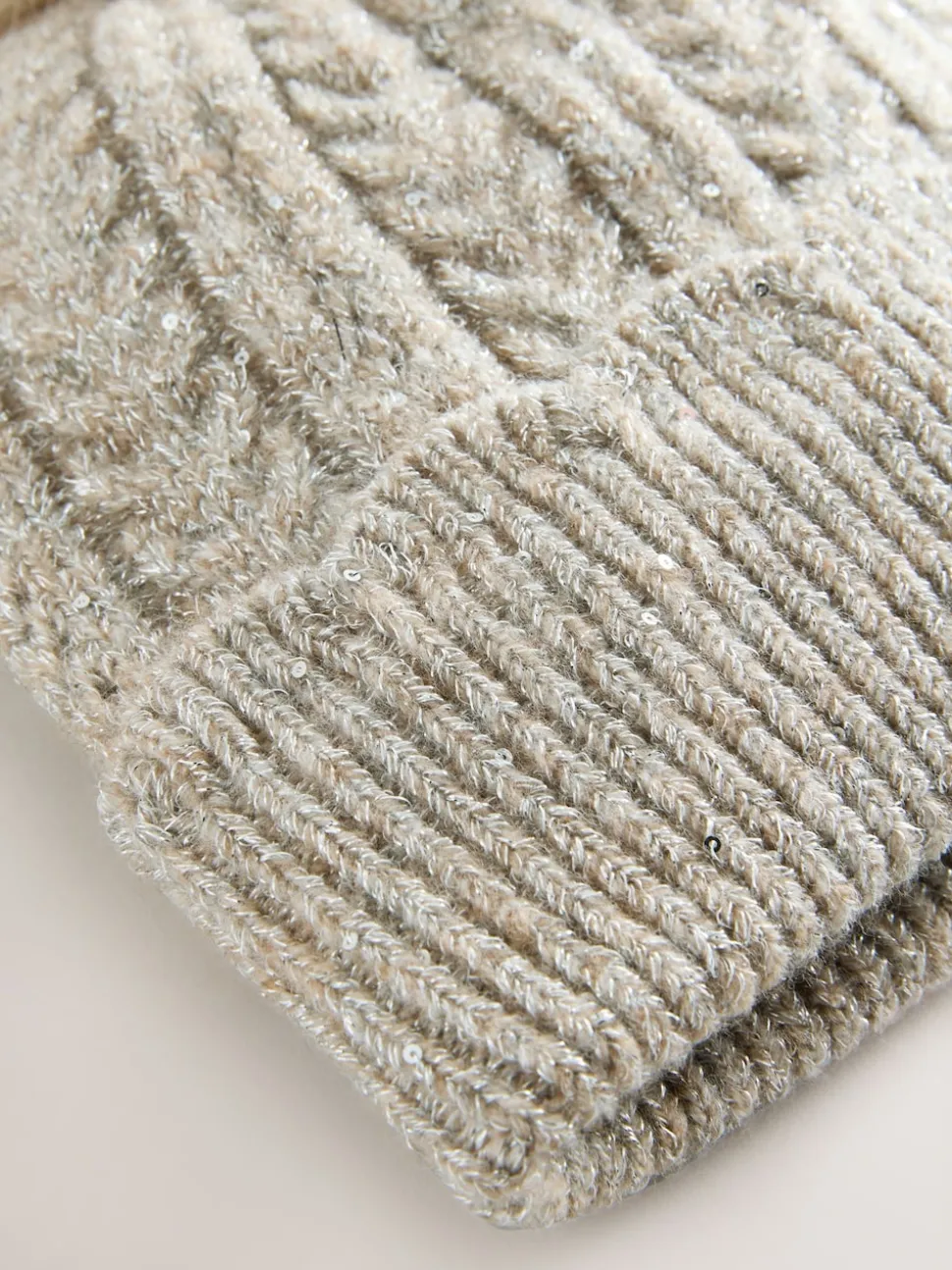 Grey Sparkle Knitted Pom Hat