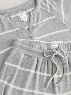 Grey Stripe Cosy Long Sleeve Pyjamas
