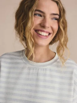Grey Stripe Textured Short Pyjamas